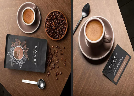 8 partijen die Zak van de Zak de Zwarte Koffie, Kraftpapier-Document Koffiezakken met Luchtklep verzegelen