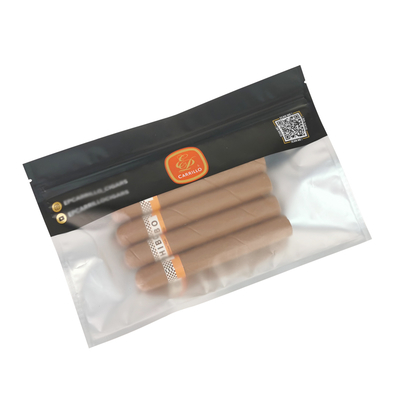 Op maat gedrukte sigaren Vocht- en geurbestendige voedselverpakkingszak Zipper slot tabak sigaren wrap plastic verpakkingen Mylar zakken