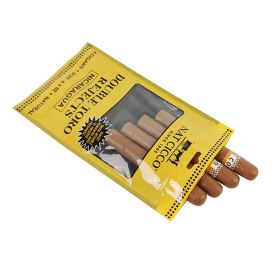 Aangepaste tabaksverpakking Bevochtiger Plastic Zakjes Bevochtigde Sigaren Humidor Zakken voor 4-5 Sigaren met Hygrometer & Verdeler