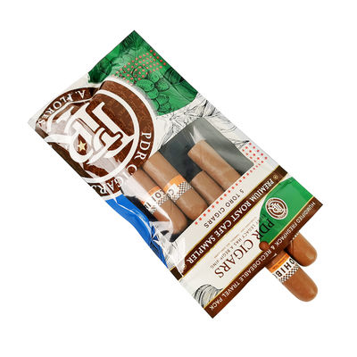 Aanpasbare hervergrendelbare folie Ziplock Driezijdige afdichting Natuurlijke blad sigaren wikkels Bevochtigende plastic verpakkingszak met helder raam