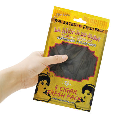 Op maat gedrukt Ziplock sigaren verpakkingszakken sigaren bevochtigde plastic zakken met hydraterende laag