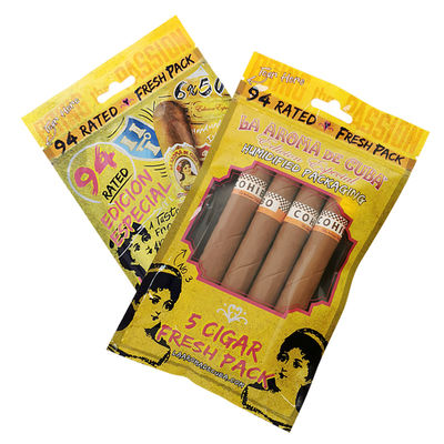 Op maat gedrukt Ziplock sigaren verpakkingszakken sigaren bevochtigde plastic zakken met hydraterende laag