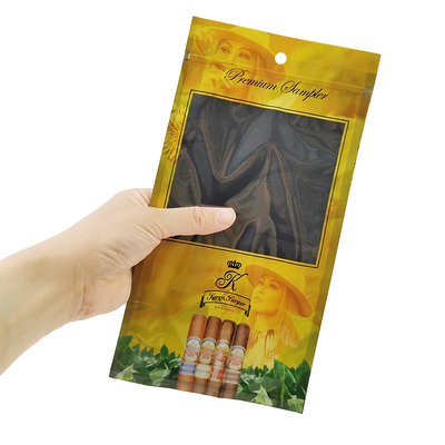 Aangepaste bedrukking Humidor Pakket Plastic Drie Zijden Seal Ziplock Sigarenzak Sigarillo Verpakking Zakje sigaren humidor bevochtiger