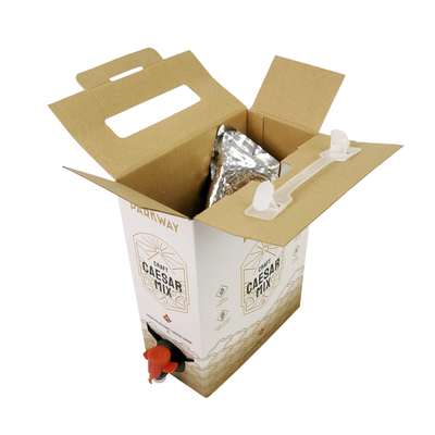 Aangepaste 1L 1,5L 2 liter 3L 5L 96OZ BIB ZAK Wegwerpzak in Doos TheeSap Koffie To Go Papieren Doos Verpakking met Dispenser