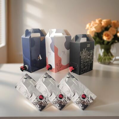 Op maat gemaakte BIB-zakken in doos met kraantje, ideaal voor het verpakken van wijn, sap, olie en andere vloeibare producten