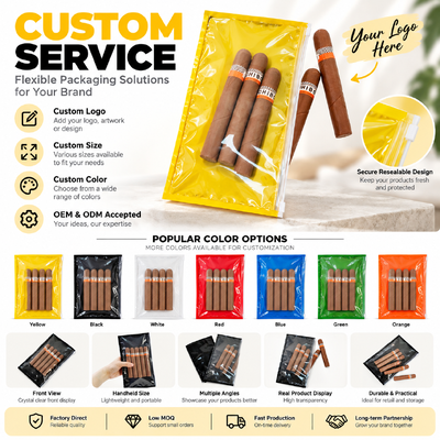 Binnenvochtigheidsblad Custom sigarenzakjes Custom Gepersonaliseerde Duurzame vochtbeheersing Verpakking Custom gedrukte sigarenzakjes