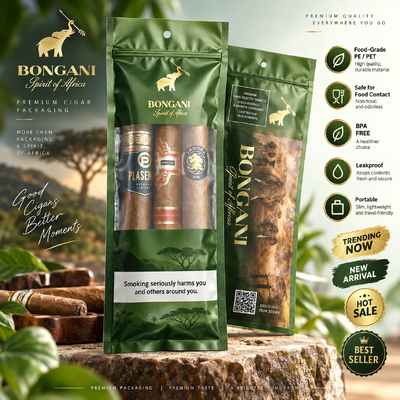 Lightweight And Compact cigar bags custom designed using MOPP PE material structure ensuring protection and easy portability