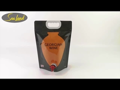 Op maat gemaakte sap/wijnverpakking Stand Up Spout Bag met Vitop Tap Double Bottom