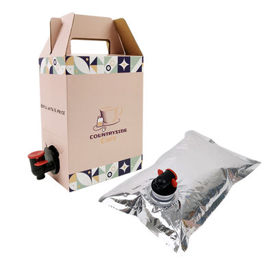 Aangepaste 2L 3L 5L Wegwerp Papieren Kartonnen Verpakking Koffie Cold Brew Sap Box Dispenser Bag in Box Aseptische Zak